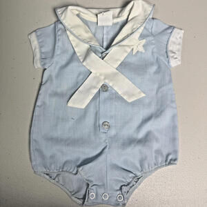 Vintage‎ Bryan Baby 0-3 Months Sailor Suit One-Piece Nautical Romper
